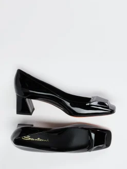 Santoni – Blockabsatz-Pumps aus Lackleder Schwarz