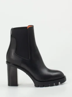Santoni – Chelsea Boots aus Hochglanzleder Schwarz