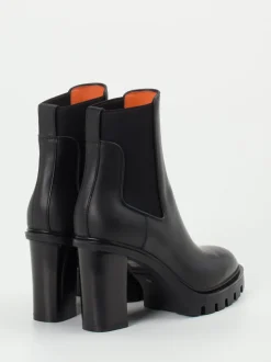 Santoni – Chelsea Boots aus Hochglanzleder Schwarz