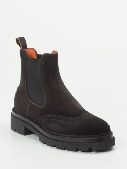 Santoni – Chelsea Boots aus Veloursleder dunkelgrau