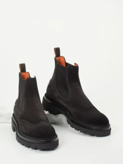 Santoni – Chelsea Boots aus Veloursleder dunkelgrau
