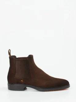 Santoni – Chelsea Boots aus Veloursleder Dunkelbraun