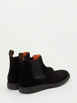 Santoni – Chelsea Boots aus Veloursleder schwarz