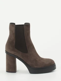 Santoni – Chelsea Boots aus Veloursleder braun