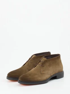 Santoni – Desert Boots aus Veloursleder Olivbraun