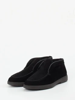 Santoni – Desert Boots aus Veloursleder schwarz
