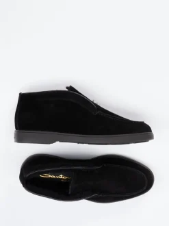 Santoni – Desert Boots aus Veloursleder schwarz