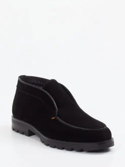 Santoni – Desert Boots aus Veloursleder schwarz