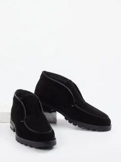 Santoni – Desert Boots aus Veloursleder schwarz