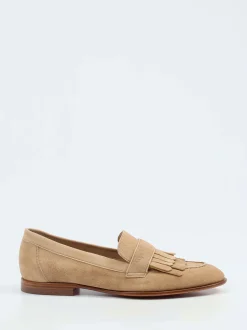 Santoni – Fransen-Loafer aus Veloursleder Beige