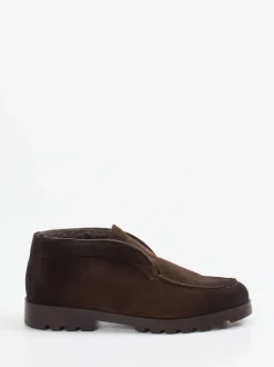 Santoni – Halbschuhe aus Veloursleder Dunkelbraun