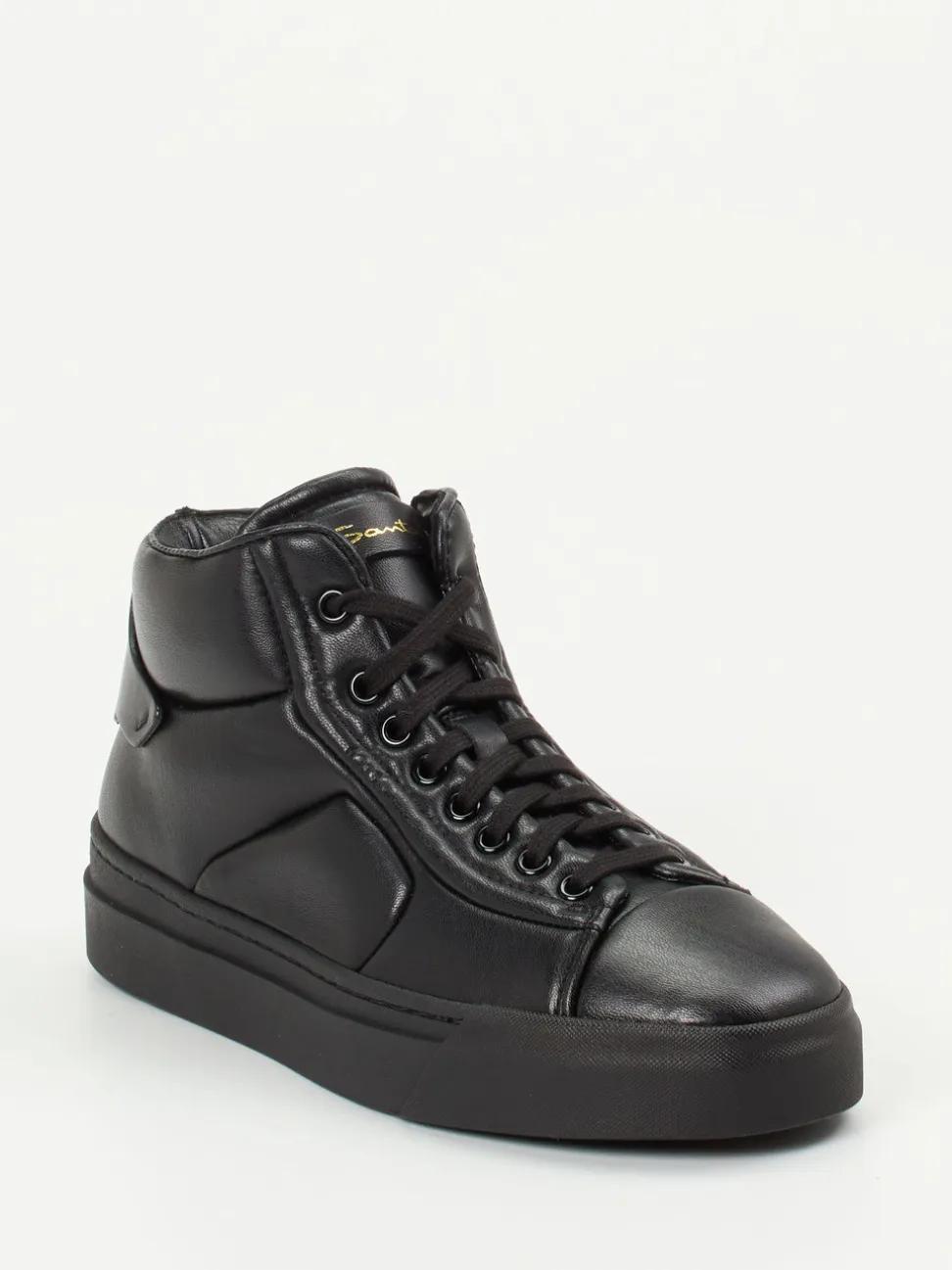 Santoni – High-Top Sneaker aus Lammleder Schwarz