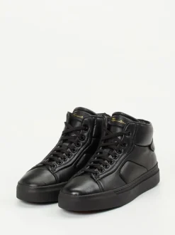 Santoni – High-Top Sneaker aus Lammleder Schwarz
