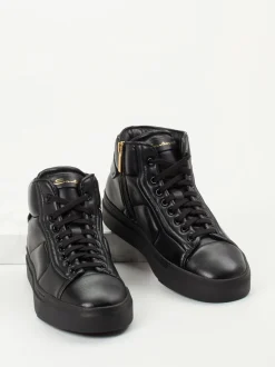 Santoni – High-Top Sneaker aus Lammleder Schwarz