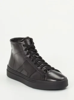 Santoni – High-Top Sneaker aus Kalbleder Schwarz