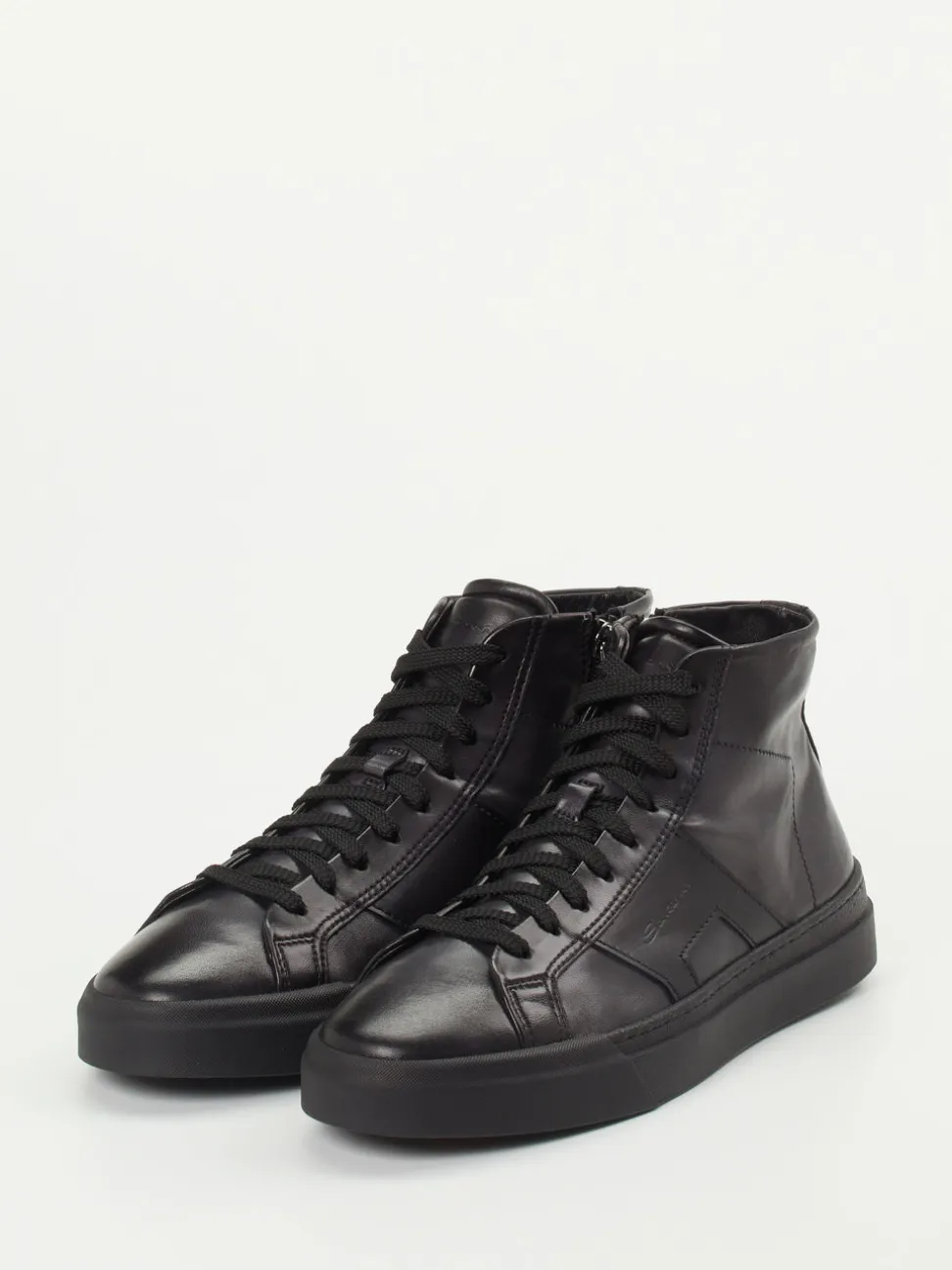 Santoni – High-Top Sneaker aus Kalbleder Schwarz
