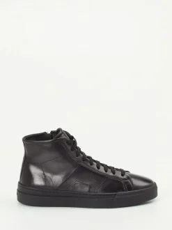 Santoni – High-Top Sneaker aus Kalbleder Schwarz