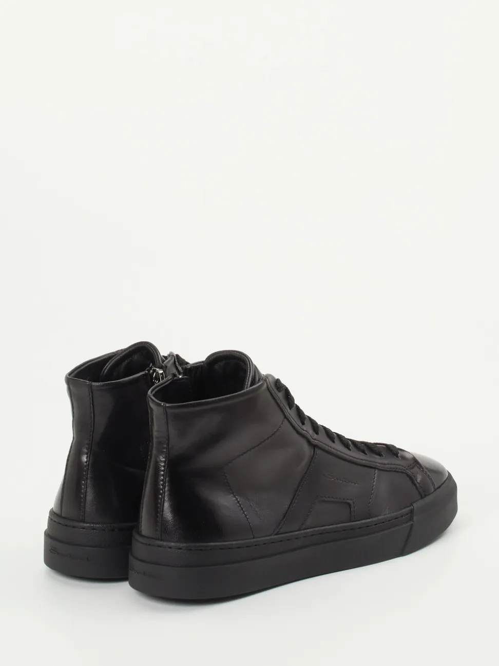 Santoni – High-Top Sneaker aus Kalbleder Schwarz