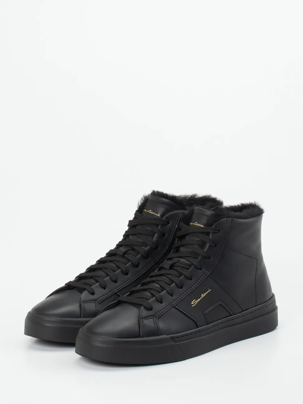 Santoni – High-Top Sneaker aus Kalbleder schwarz