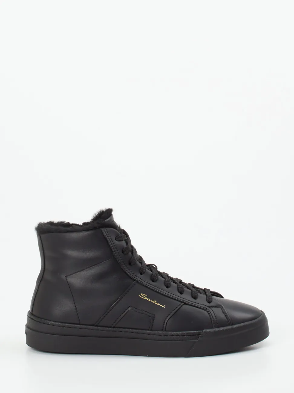 Santoni – High-Top Sneaker aus Kalbleder schwarz