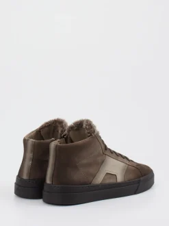 Santoni – High-Top-Sneaker aus Veloursleder braun