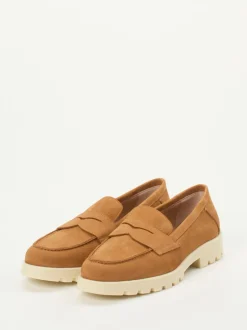 Santoni – Loafer aus Kalbleder in Cognacbraun