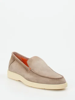 Santoni – Loafer aus Veloursleder in Taupe