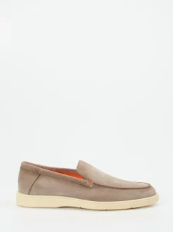 Santoni – Loafer aus Veloursleder in Taupe