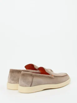 Santoni – Loafer aus Veloursleder in Taupe
