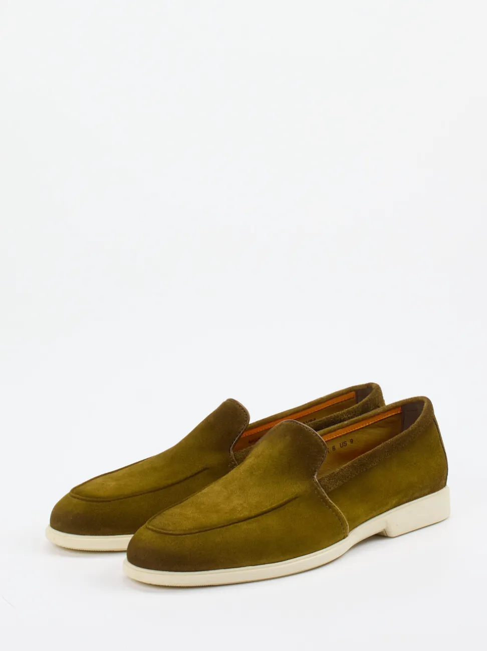 Santoni – Loafer aus Veloursleder in Olivgrün