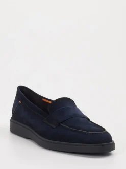 Santoni – Loafer aus Veloursleder Dunkelblau
