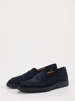 Santoni – Loafer aus Veloursleder Dunkelblau