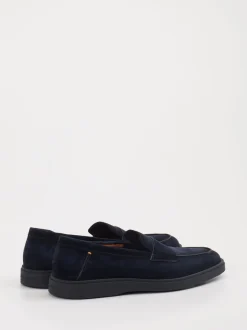 Santoni – Loafer aus Veloursleder Dunkelblau