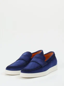 Santoni – Loafer aus Veloursleder in Royalblau
