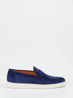 Santoni – Loafer aus Veloursleder in Royalblau