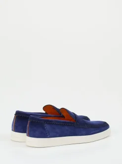 Santoni – Loafer aus Veloursleder in Royalblau