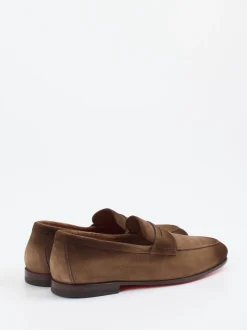 Santoni – Loafer aus Veloursleder in Braun