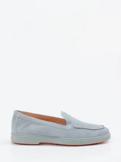 Santoni – Loafer aus Veloursleder in Eisblau