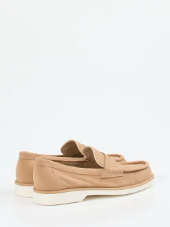 Santoni – Loafer aus Veloursleder in Beige