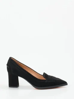 Santoni – Loafer-Pumps aus Veloursleder Schwarz