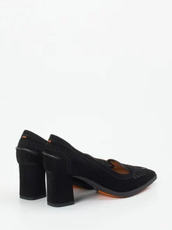 Santoni – Loafer-Pumps aus Veloursleder Schwarz