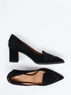 Santoni – Loafer-Pumps aus Veloursleder Schwarz