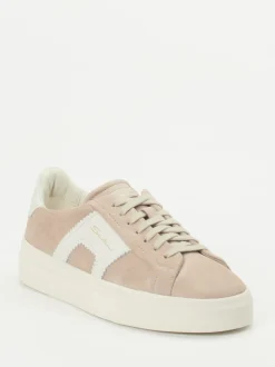Santoni – Low-Top Sneaker aus Veloursleder Sandbeige
