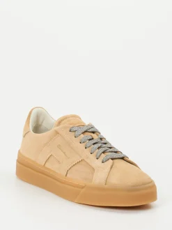 Santoni – Low-Top Sneaker aus Veloursleder sandbeige