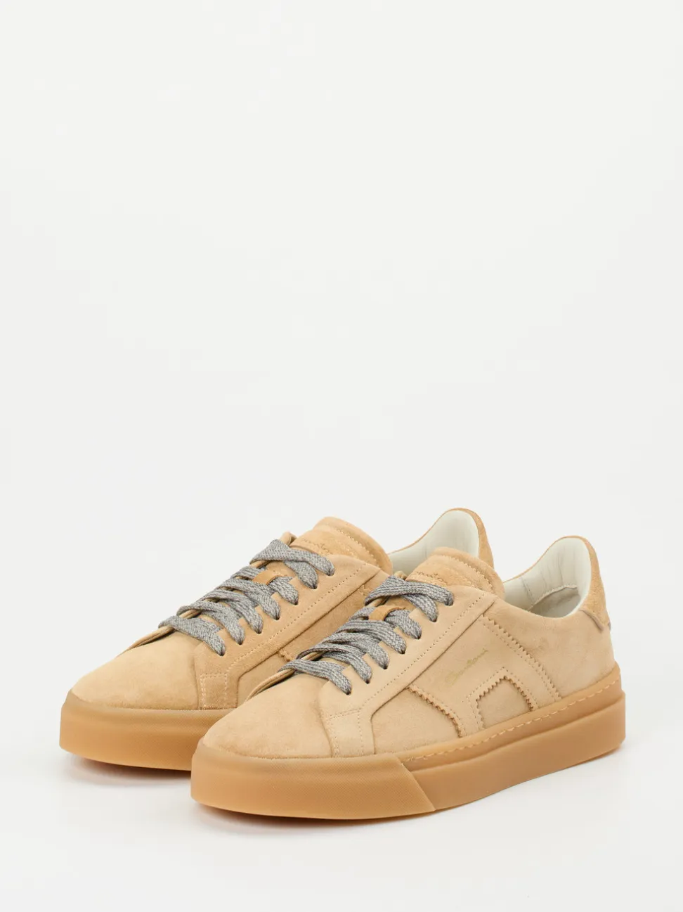 Santoni – Low-Top Sneaker aus Veloursleder sandbeige