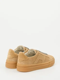 Santoni – Low-Top Sneaker aus Veloursleder sandbeige