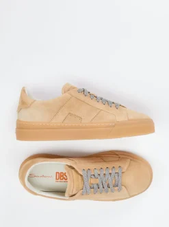 Santoni – Low-Top Sneaker aus Veloursleder sandbeige