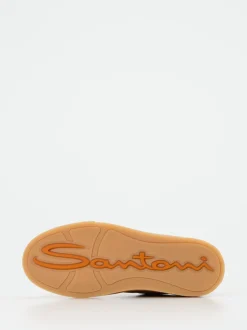 Santoni – Low-Top Sneaker aus Veloursleder sandbeige