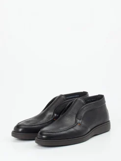 Santoni – Mid-Cut-Slipper aus Hirschleder Schwarz