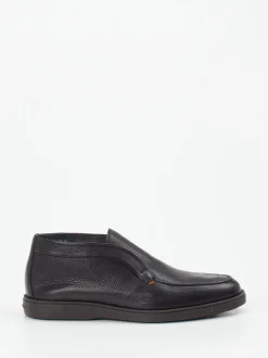Santoni – Mid-Cut-Slipper aus Hirschleder Schwarz